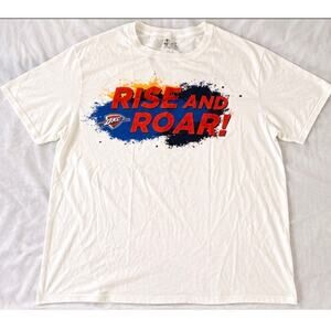 Oklahoma City Thunder “Rise and Roar!” Fan T-Shirt XL White NBA Playoffs Tee